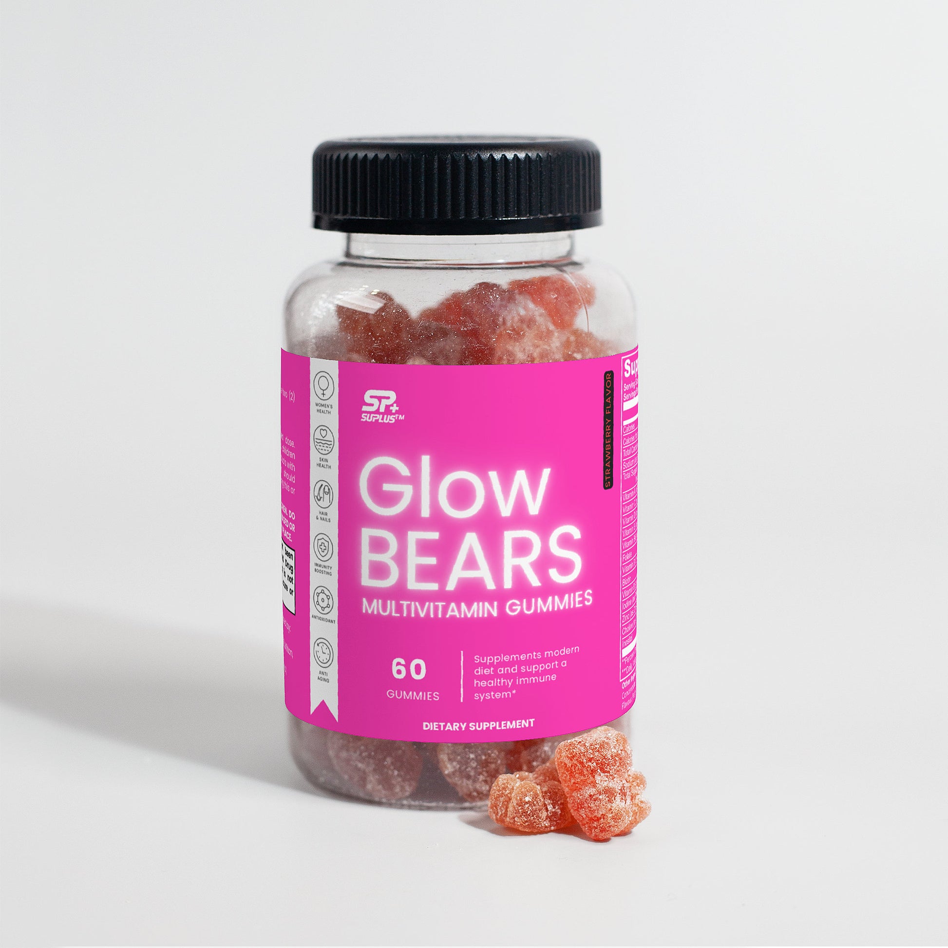 GlowBEARS Multivitamin Gummies, multivitamin gummies for daily wellness, dietary supplement, 60 gummies in a bottle.