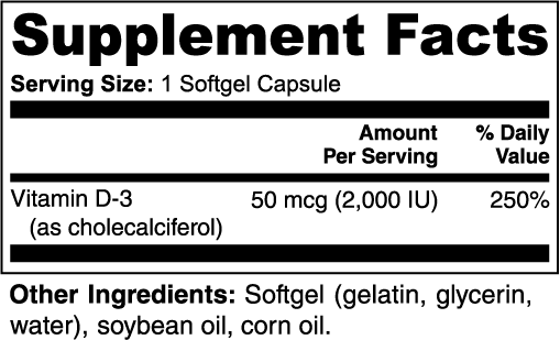 D3+ Vitamin D3 2,000 IU